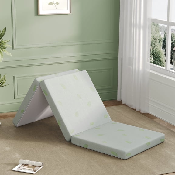 BEHOST 3 inch Tri Folding Memory Foam Futon Mattress, Eco-Friendly Fire-Retardant & Portable Guest Bed, Twin Size