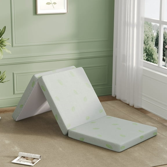 BEHOST 6 inch Tri Folding Memory Foam Mattress, Eco-Friendly Fire-Retardant & Portable Guest Bed, Single Size