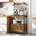 thumbnail image 1 of Behost Baker's Rack with Cabinet, Kitchen Adjustable Storage Shelves for Microwave Cart Oven Stand Coffee Bar, Rustic Brown, 1 of 14