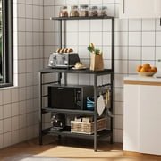 رف تخزين الخبازين من Behost Kitchen،عربة ميكروويف، حامل فرن، بار قهوة، أسود