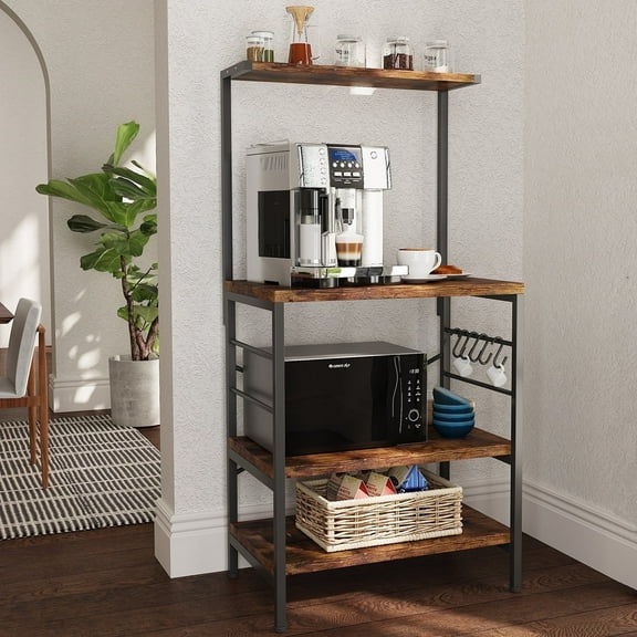 Behost Kitchen Baker's Rack Storage Shelf Microwave Cart Oven Stand Coffee Bar,Rustic Brown