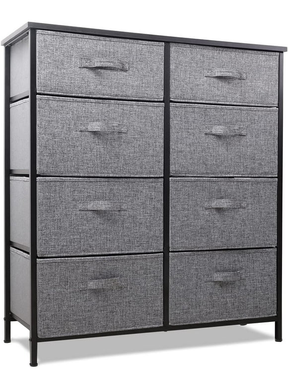 Behost Large 8 Drawer Dressers for Bedroom Furniture, Living Room, Hallway, Entryway Storage Organizer Tower, Grey