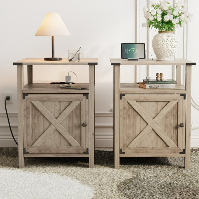 Behost Nightstand for Bedroom Set of 2,Farmhouse Nightstand Bedside