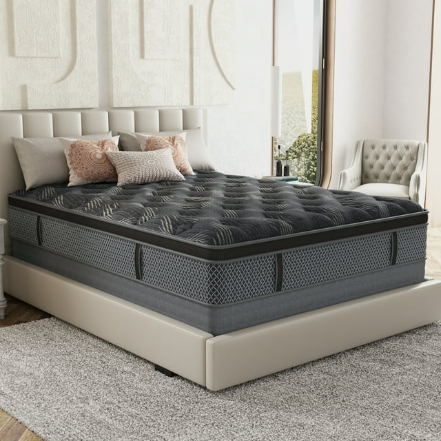 Behost Pillow Top King Mattress, 10 Inch Hybrid Innerspring Double
