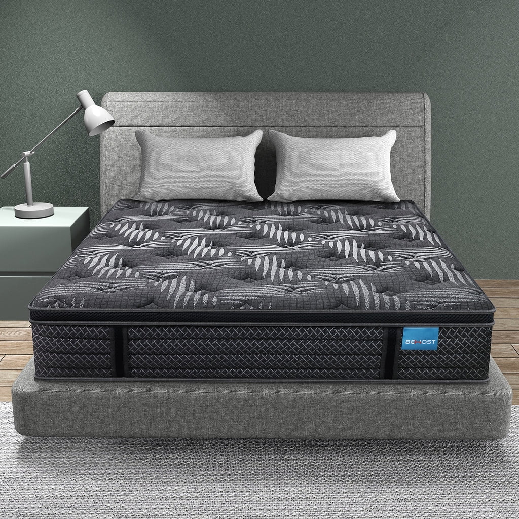 Behost Pillow Top King Mattress, 10 Inch Hybrid Innerspring Double