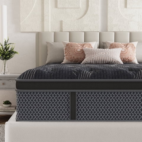Behost 10 Inch Queen Mattress in a Box, CertiPUR-US Memory Foam & Pocket Spings Medium Firm Hybrid Bed Mattress for Sleep