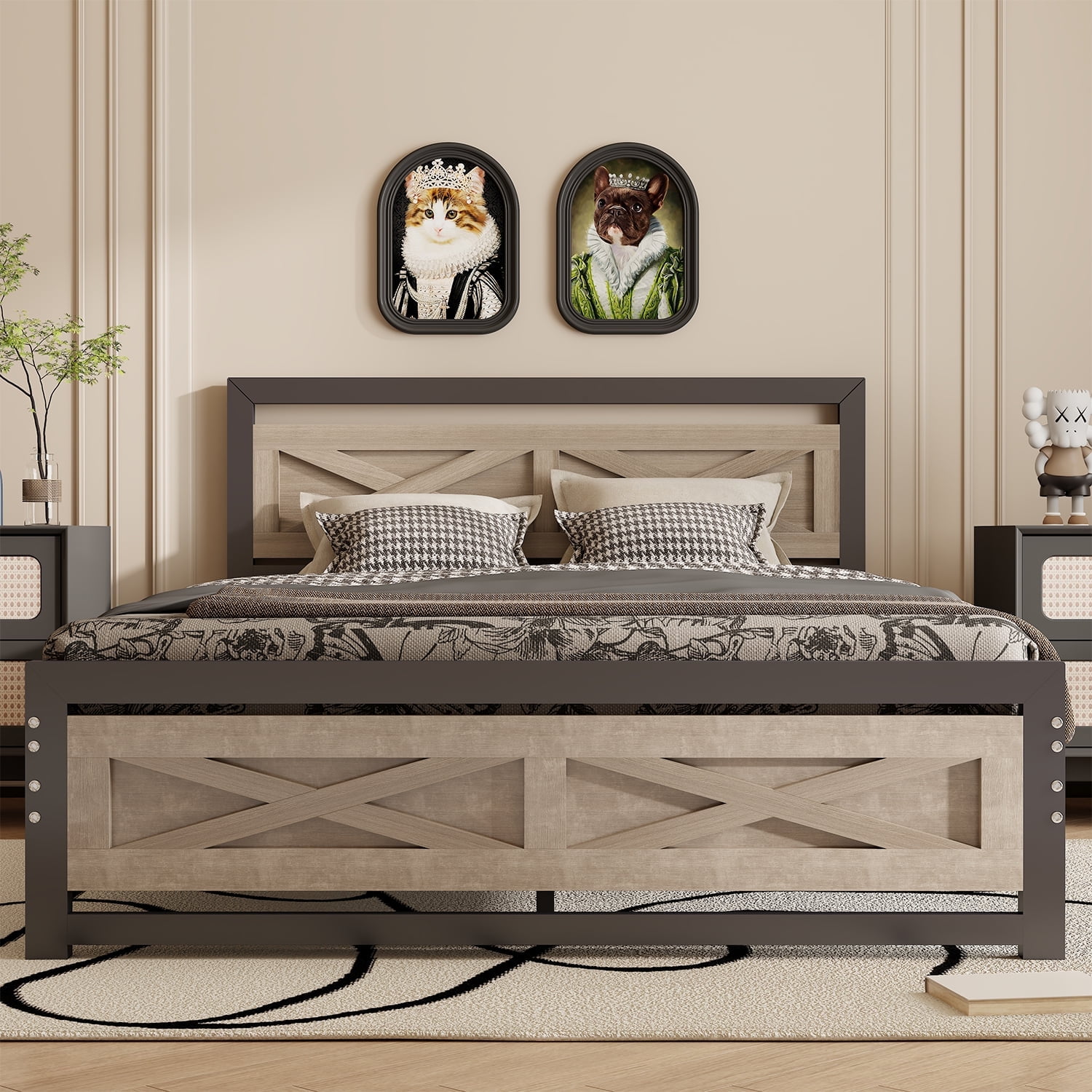 Behost Platform Bed Frame with Headboard, Twin Size Bed