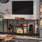 Behost TV Stand for TVs up to 55 Inches with Open Storage Shelves, Industrial Entertainment Center Media Console with Soundbar Shelf for Living Room, Rustic Brown