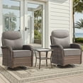 thumbnail image 1 of Giantfurnni 3-Piece Patio Wicker Swivel Rocking Chairs with Side Table Outdoor Rattan Conversation Furniture Patio Bistro Set with 6" Thick Cushions for Porch Garden Deck, Gray, 1 of 11