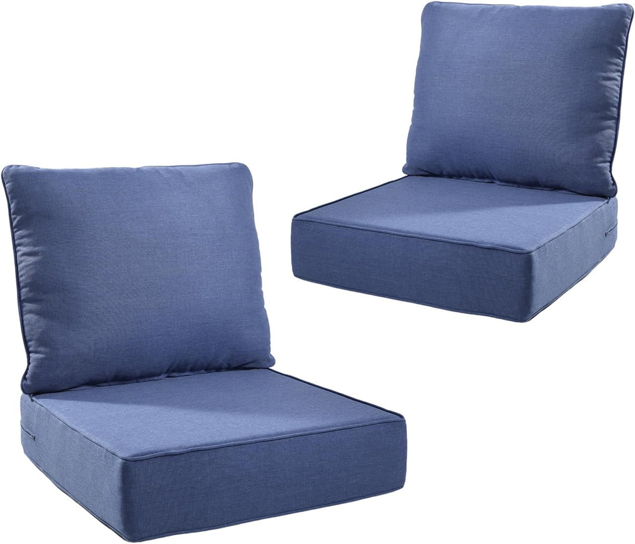 Giantfurnni Outdoor Deep Seat Cushion 24 X 24 X 6 Inch, Pack of 2, Patio Furniture Cushions with 6 Inch Foam Waterproof & Fade Resistant Perfect for Wicker Chair, Sofa, Couch, Blue