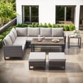 thumbnail image 1 of Bellefurn Outdoor Patio Conversation Set,7 Piece Wicker Outdoor Furniture Set with Swivel Glider Chair Set of 2,Sectional Sofa ,Coffee Table and Ottomans for Porch Balcony Garden Deck Yard, 1 of 13