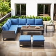 thumbnail image 1 of Bellefurn Outdoor Patio Conversation Set,7 Piece Wicker Outdoor Furniture Set with Swivel Glider Chair Set of 2,Sectional Sofa ,Coffee Table and Ottomans for Porch Balcony Garden Deck Yard, 1 of 13