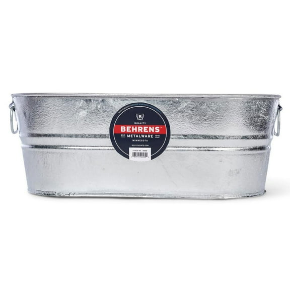 Behrens (#0-OV) Hot Dipped Galvanized Steel Oval Planter/Tub, 5.5 gal. - Silver