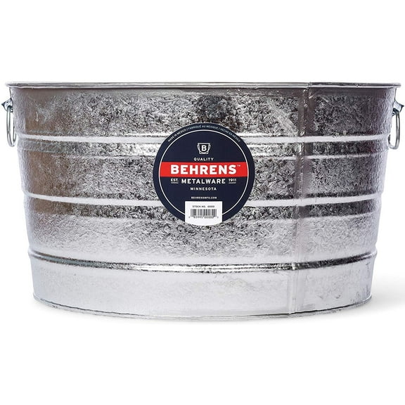 Behrens Utility Bucket Round Steel Tub - All Purpose - 11 gal, Silver, Single Piece