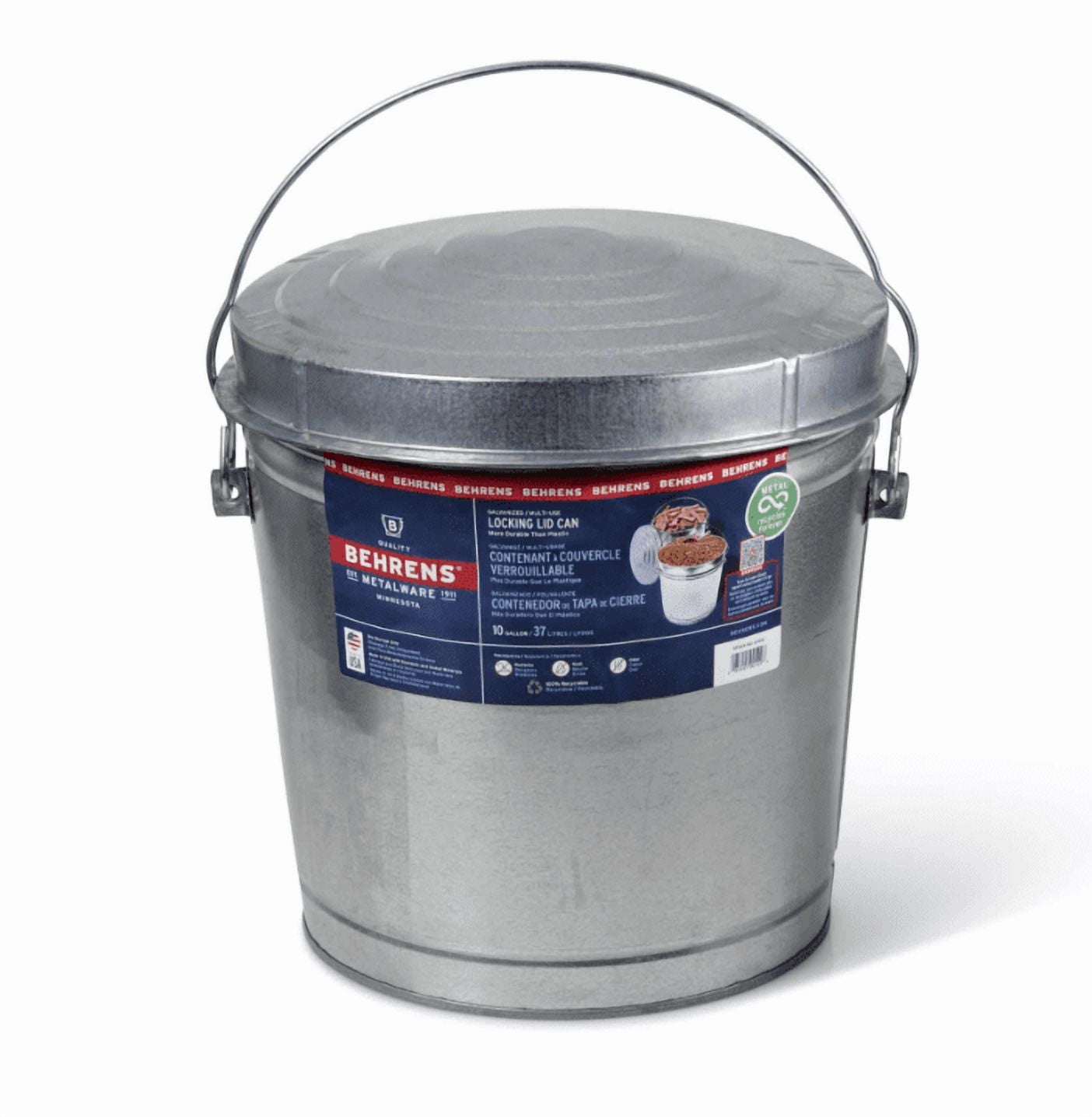 Behrens 10 Gallon Galvanized Steel Can with Locking Lid