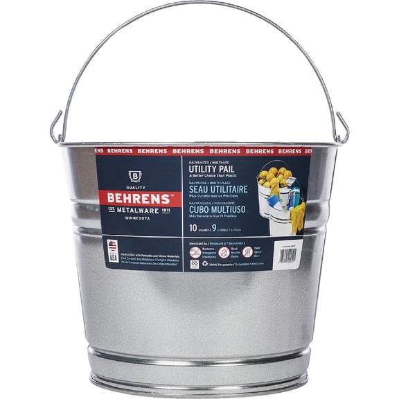 Behrens 10 qt Galvanized Pail Silver 1210GS