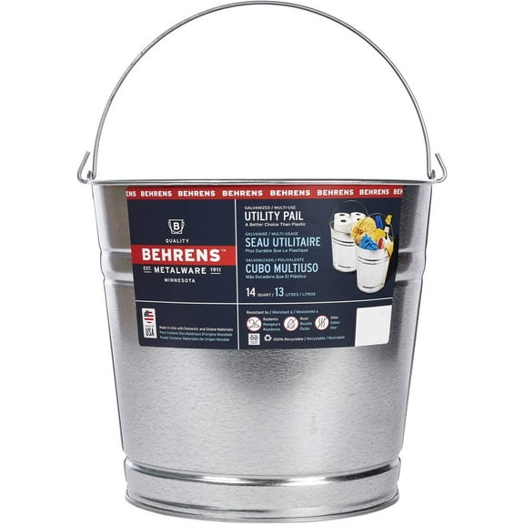 Behrens 1214GS Galvanized Steel Utility Pail, 14-Quart