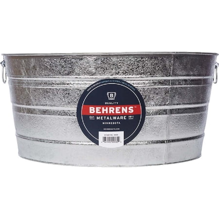 Behrens 17 Gallon Utility Bucket Hot-Dipped Galvanized Steel in Silver — Heritage American-Made Outdoor & Workshop Container