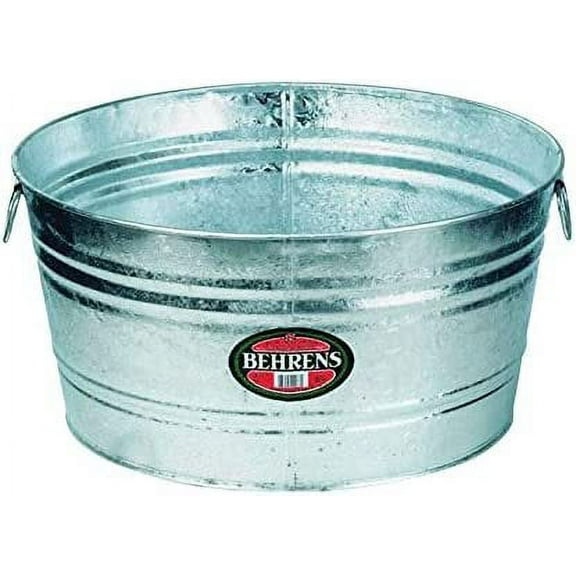 Behrens 17 Gallon Utility Bucket Hot-Dipped Galvanized Steel in Silver Heritage American-Made Outdoor & Workshop Container
