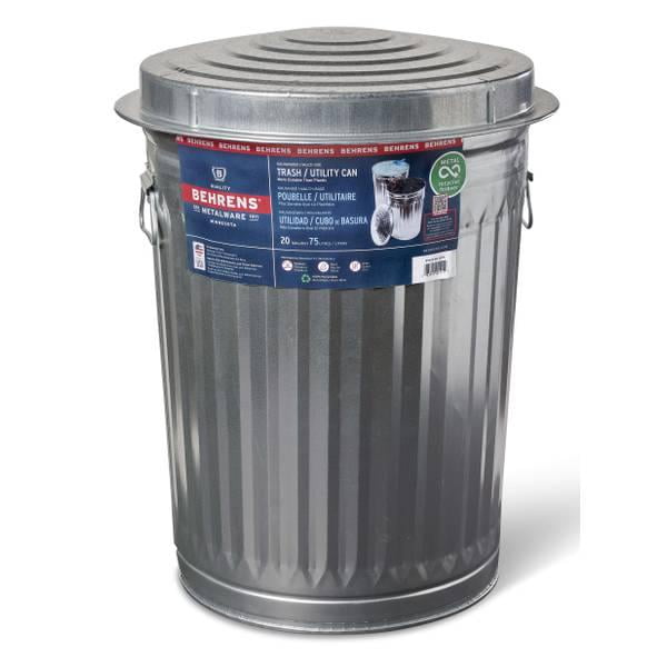 Behrens 20 Gal Rust Resistant Galvanized Steel Trash Can with Lid