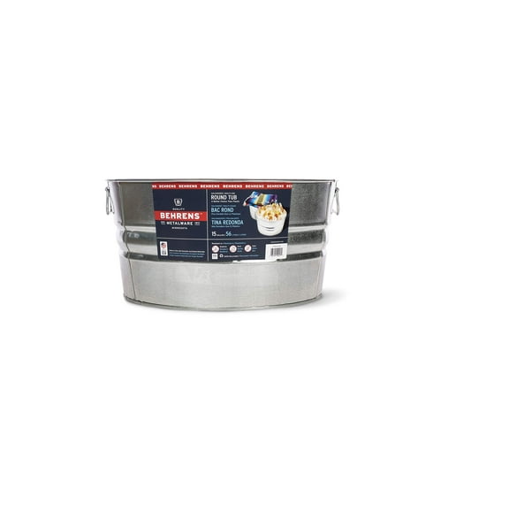 Behrens 2GS Round Galvanized Steel Tub - Rust Resistant - 15 gal