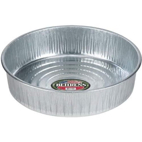 Behrens Feeder Pan Livestock - 3 Gal Galvanized Round Outdoor - Single Piece, Silver