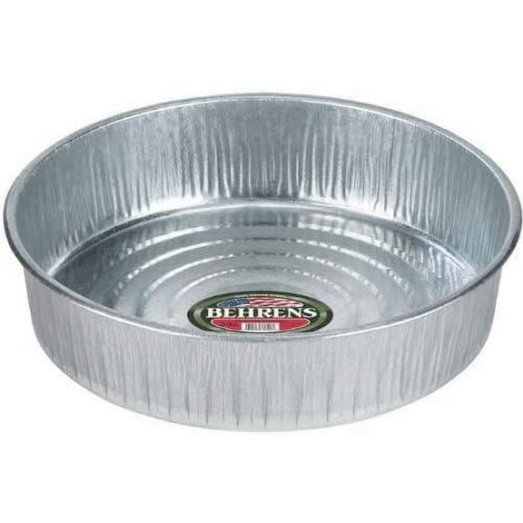 Behrens Feeder Pan Livestock - 3 Gal Galvanized Round Outdoor - Single Piece, Silver
