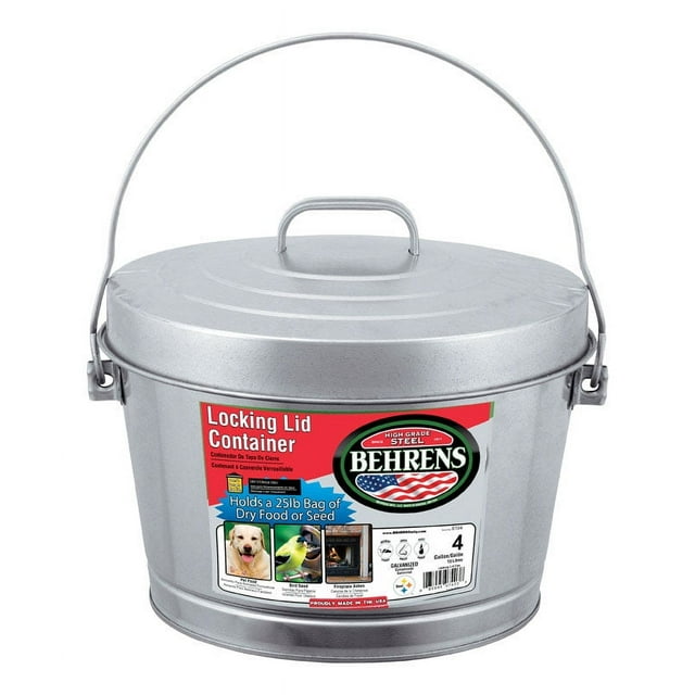 Behrens 4 gal. Galvanized Steel Garbage Can Lid Included Animal Proof