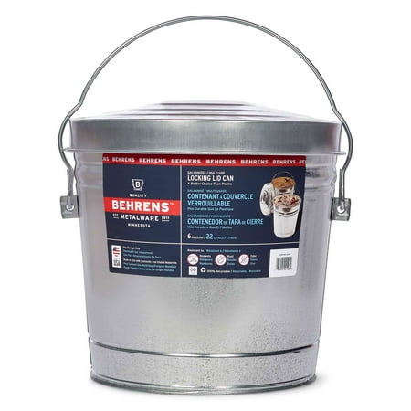 Behrens 6 Gallon Galvanized Steel Storage Can with Locking Lid and Handle
