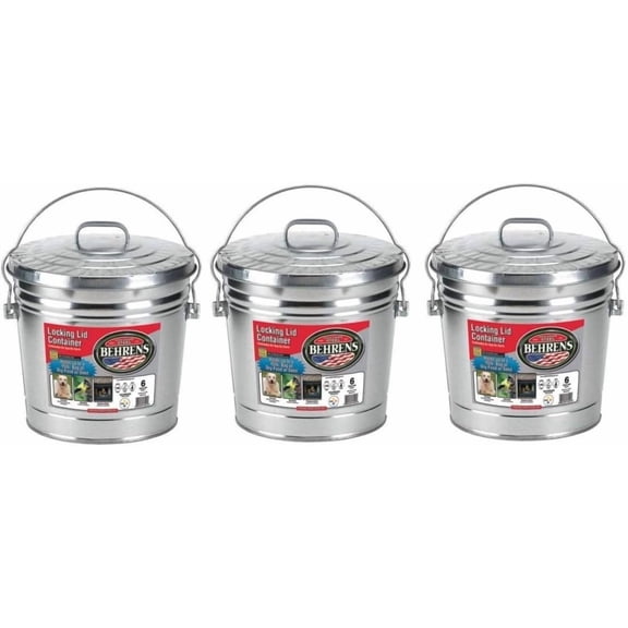 Behrens 6 Gallon Trash Can Steel in Silver Heritage American-Made Outdoor & Workshop Container
