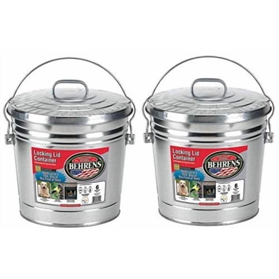Behrens 6 Gallon Trash Can Steel in Silver Heritage American-Made Outdoor & Workshop Container