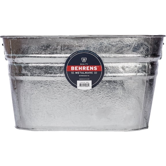 Behrens 62 Hot Dipped Galvanized Steel Tub, 15 Gal, Silver