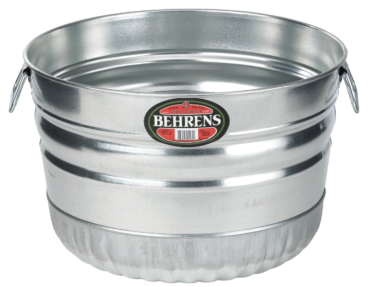 Vintage Galvanized Steel Round Bushel Basket with Sturdy Handles