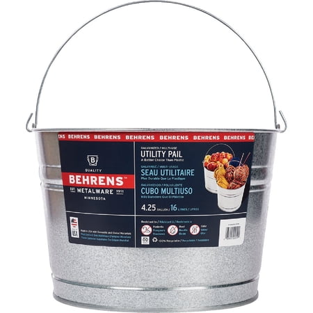 Behrens C17GS 4.25 Gallon Steel Round Wash Pail/Tub w Handle - Quantity 5