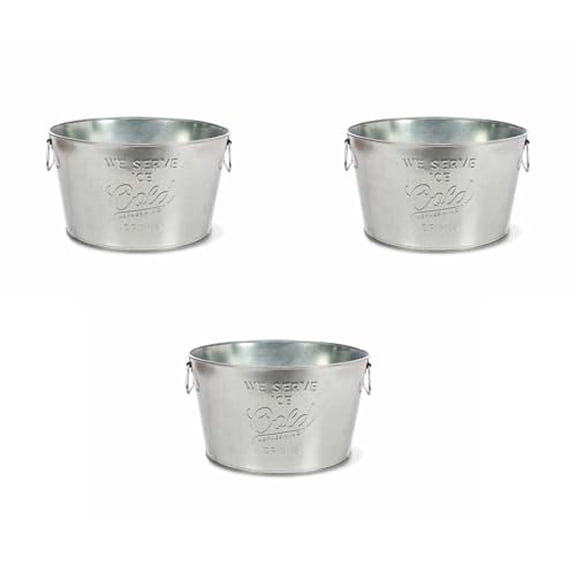 Behrens Embossed 5 Gallon Galvanized Drink Tub (3-Pack) - Heavy-Duty, Watertight & Weather Resistant Metal Beverage Tub with Handles - Recyclable & Built to Last - Made in USA