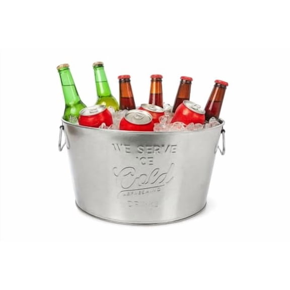 Behrens Embossed 5 Gallon Galvanized Drink Tub - Heavy-Duty, Watertight & Weather Resistant Metal Beverage Tub with Handles - Recyclable & Built to Last - Made in USA