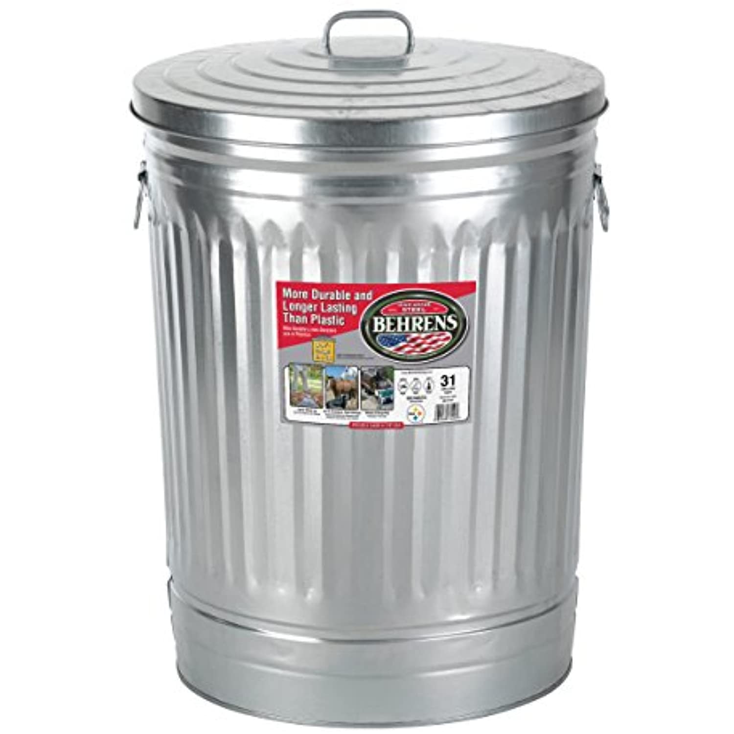 Behrens Galvanized Steel Trash Can, 31-Gallon