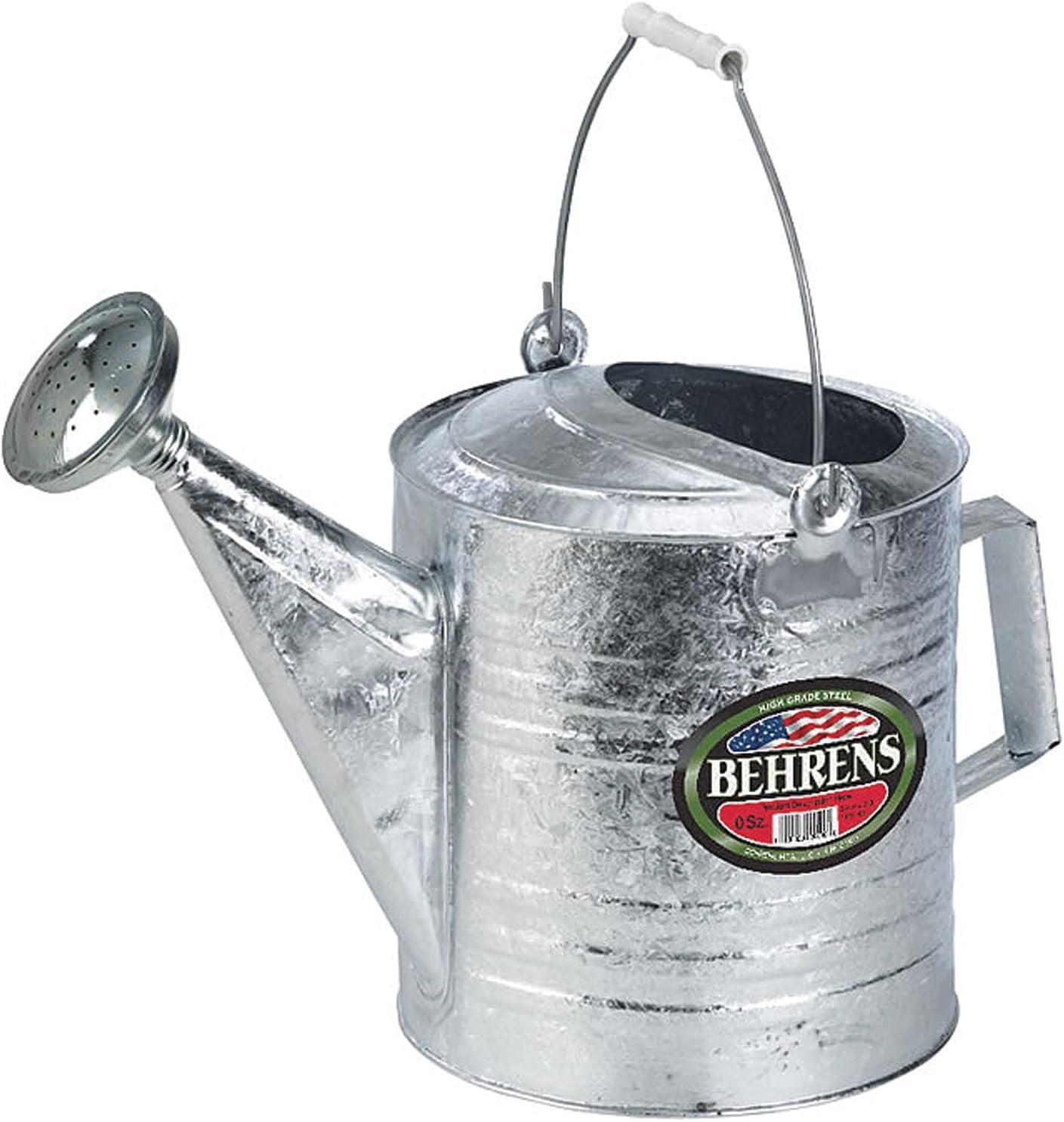 Vintage Galvanized Steel Watering Can with Wooden Handle