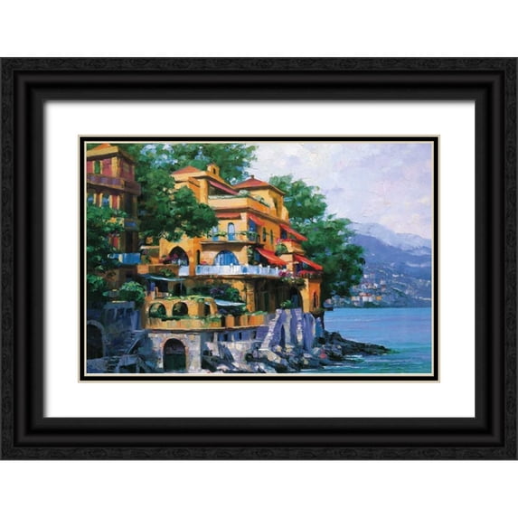Behrens, Howard 18x13 Black Ornate Wood Framed with Double Matting Museum Art Print Titled - Portofino Villa