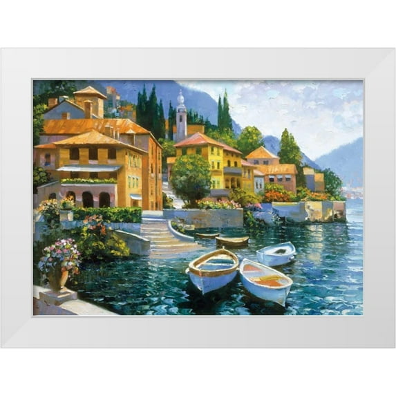 Behrens, Howard 18x14 White Modern Wood Framed Museum Art Print Titled - Lake Como Landing