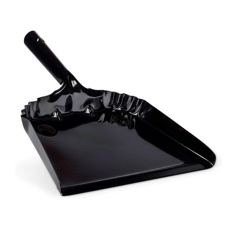 Behrens Portable Rectangular Galvanized Steel Corrugated Dustpan, Black