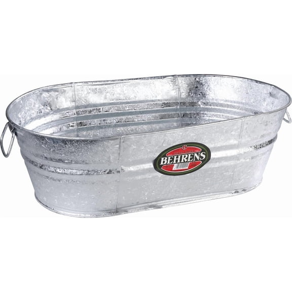 Behrens 5.5 Gallon Oval Steel Tub Galvanized Steel in Silver Heritage American-Made Outdoor & Workshop Container