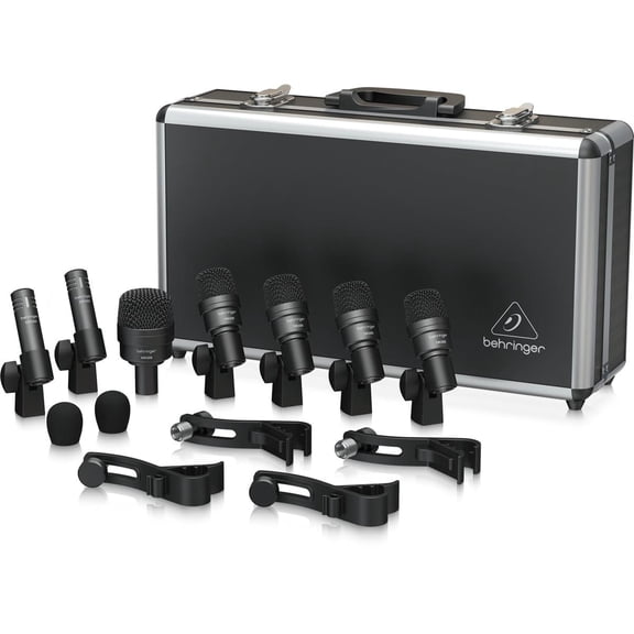 Behringer 7-Piece Drum Microphone Set for Studio and Live Applications with 2x XLR Cable