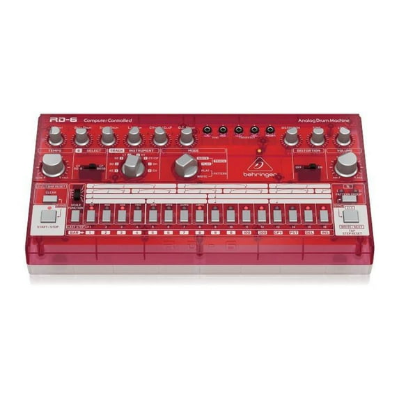 Behringer Rhythm Designer RD-6 Analog Drum Machine, Red Translucent