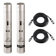 Behringer B-5 Gold-Sputtered Diaphragm Studio Condenser Microphone with Interchangeable Capsules, Pair, Bundle with 2x 25' XLR Microphone Cable
