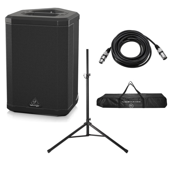 Behringer B1C 200W All-in-One Portable PA Bluetooth Speaker, Bundle with Height-Adjustable Stand and 25' XLR Male to Female Microphone Cable