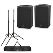 Behringer 2x B1X 250W AIO Portable PA Bluetooth Speaker, 2x Speaker Stands