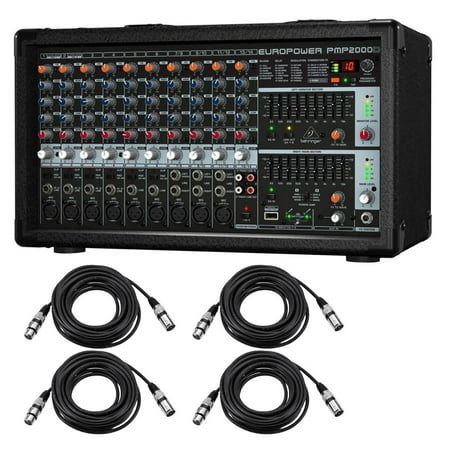 Behringer Behringer EUROPOWER PMP2000D 2000-Watt 14-Channel Powered Mixer - With 4x 25' XLR Microphone Cables