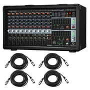 Behringer EUROPOWER PMP2000D 2000-Watt 14-Channel Powered Mixer - With 4x 25 XLR Microphone Cables