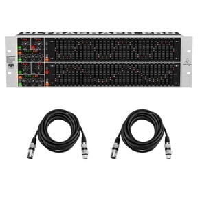 Behringer ULTRAGRAPH PRO FBQ6200HD HD Dual Channel 31-Band Stereo Graphic Equalizer with FBQ Feedback Detection System, Limiters and Pink-Noise Generator - with 2X 15' 8mm XLR Microphone Cable